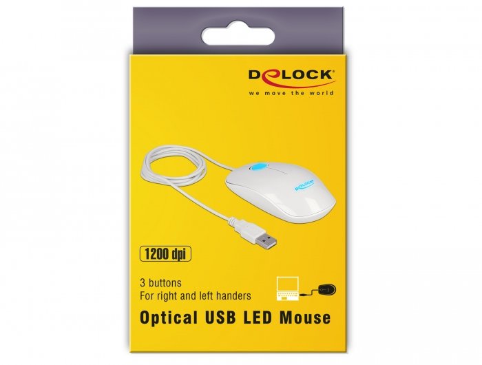 Delock 12537 Ratón Óptico De 3 Botones Led Usb Tipo-A Blanco