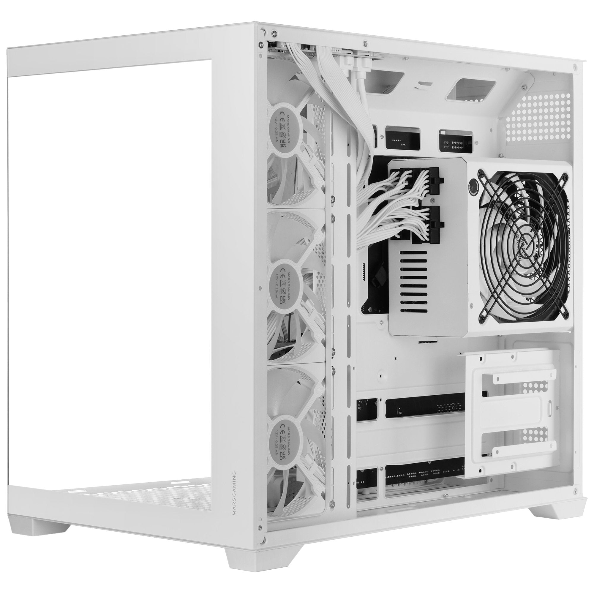 Caja Pc  Atx Mars Gaming Mcv5w Cristal Templado Panoramico Argb Gpu 416mm Blanco