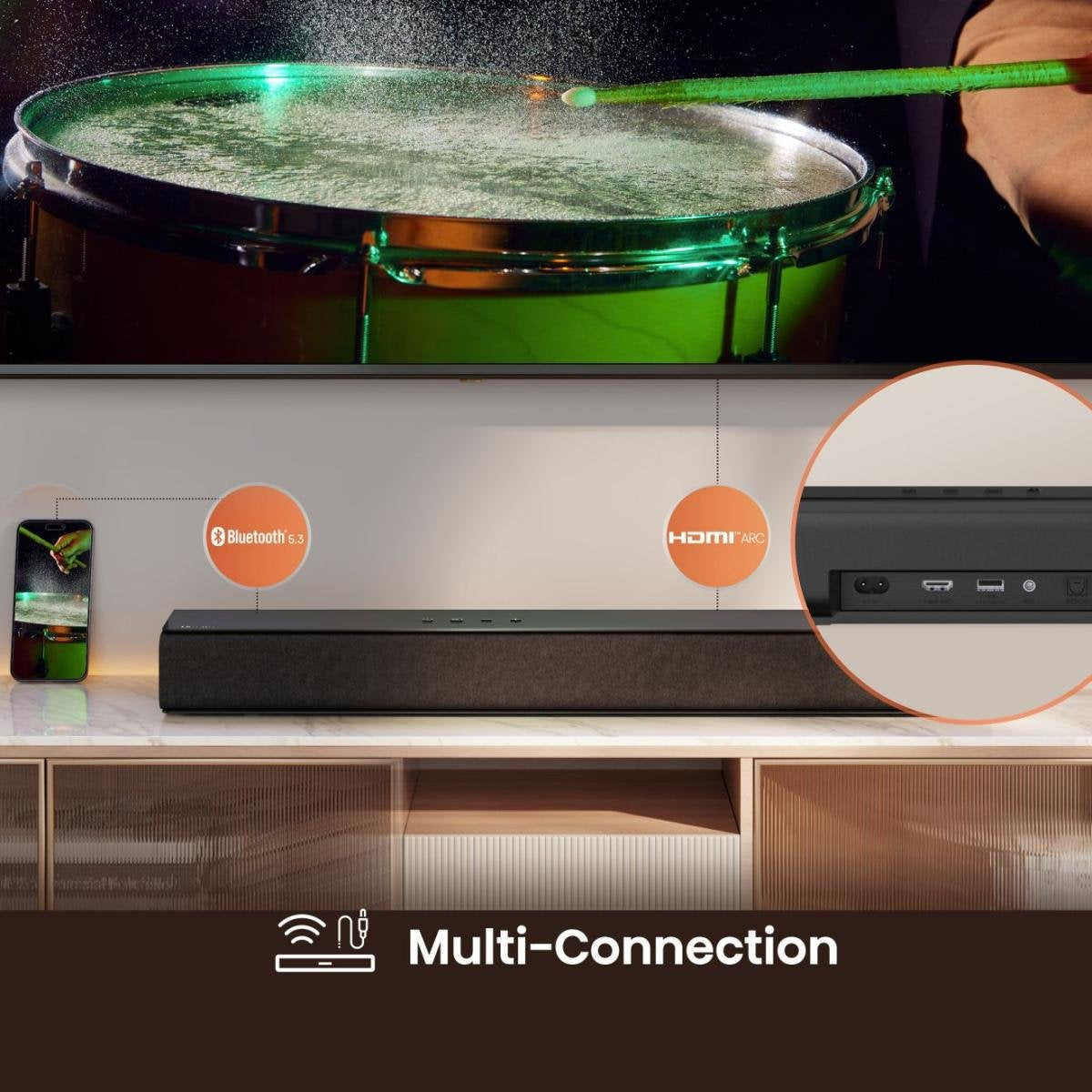 Hisense Hs1000 Soundbar (Negro, Bluetooth, Hdmi, Usb, Aux, Optisch) Hs1000