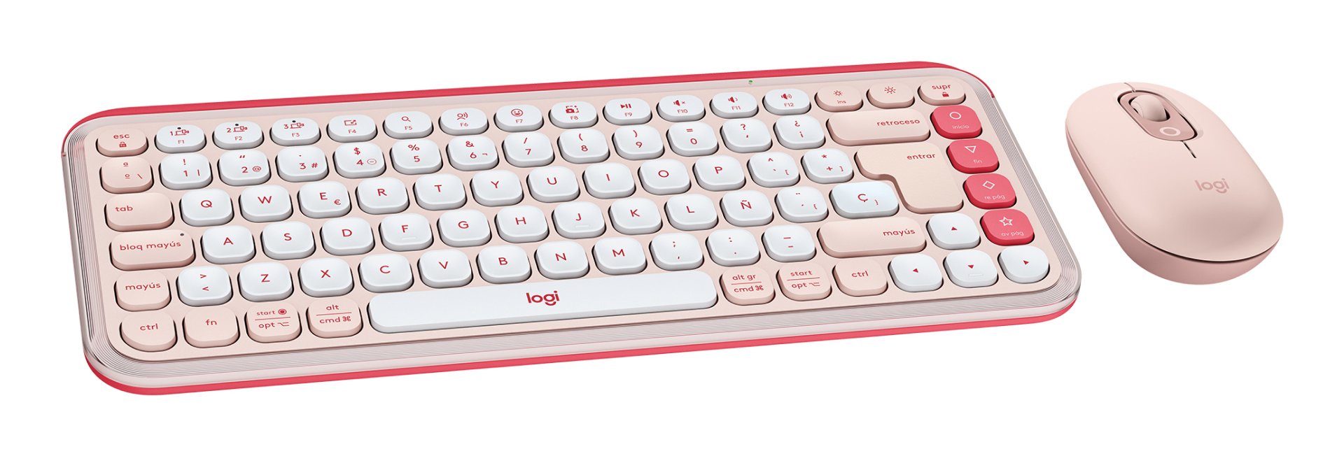 Teclado Español + Ratón Logitech Pop Icon Combo, Bluetooth - Rosa