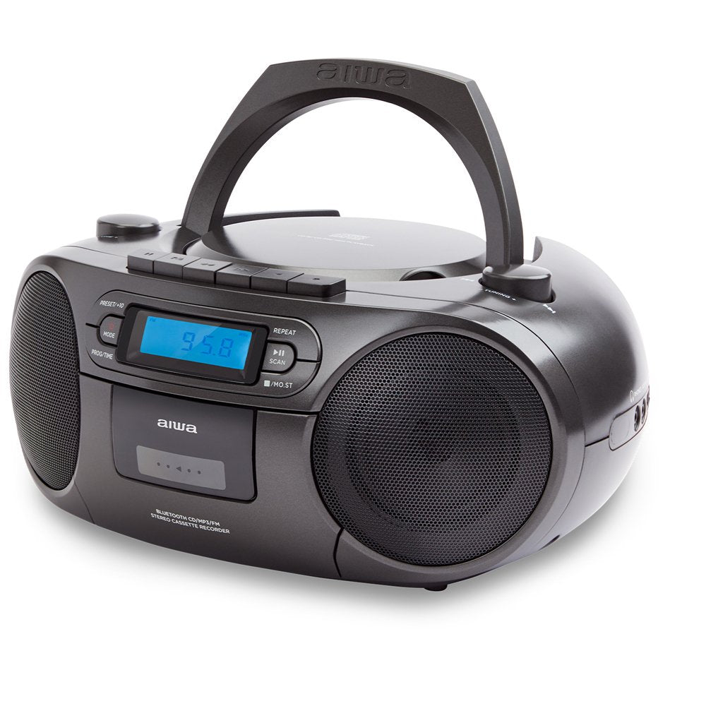 Radio Bluetooth Con Lector De Cd Mp3 Casetes Y Usb Aiwa Boombox Bbtu-550 Black Bt 5.0 6w Rms Fm