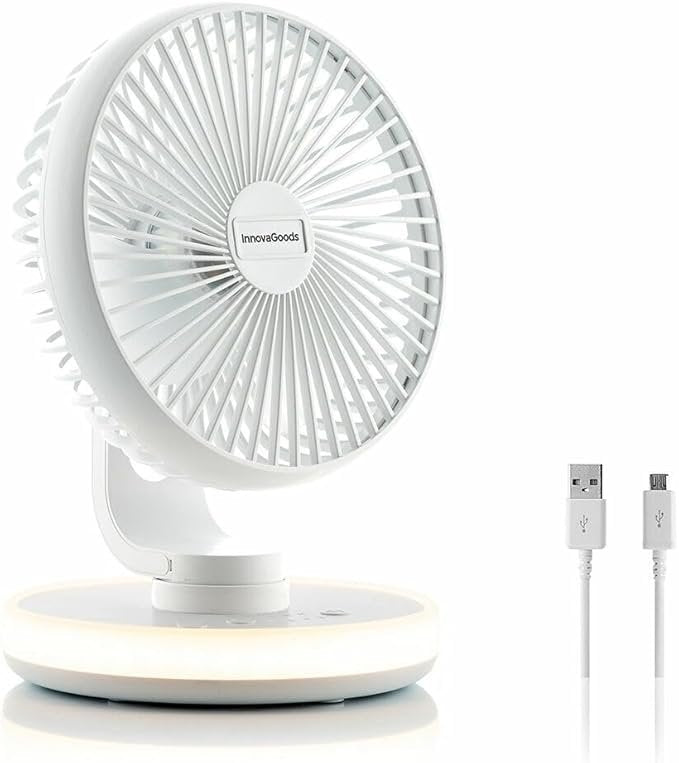 Innovagoods Fanled Ventilador De Escritorio Recargable - Autonomia Hasta 11h - 40db - 4 Velocidades - Bateria 4000mah -