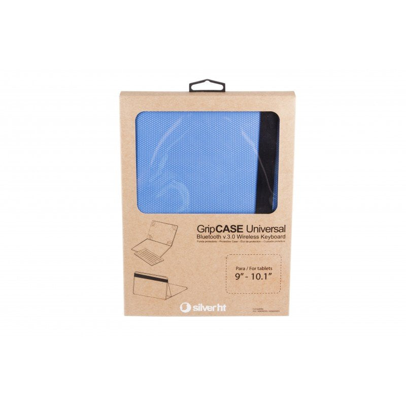 Funda Universal Gripcase Silver Ht Para Tablet 9-10\11 + Teclado Bluetooth Azul