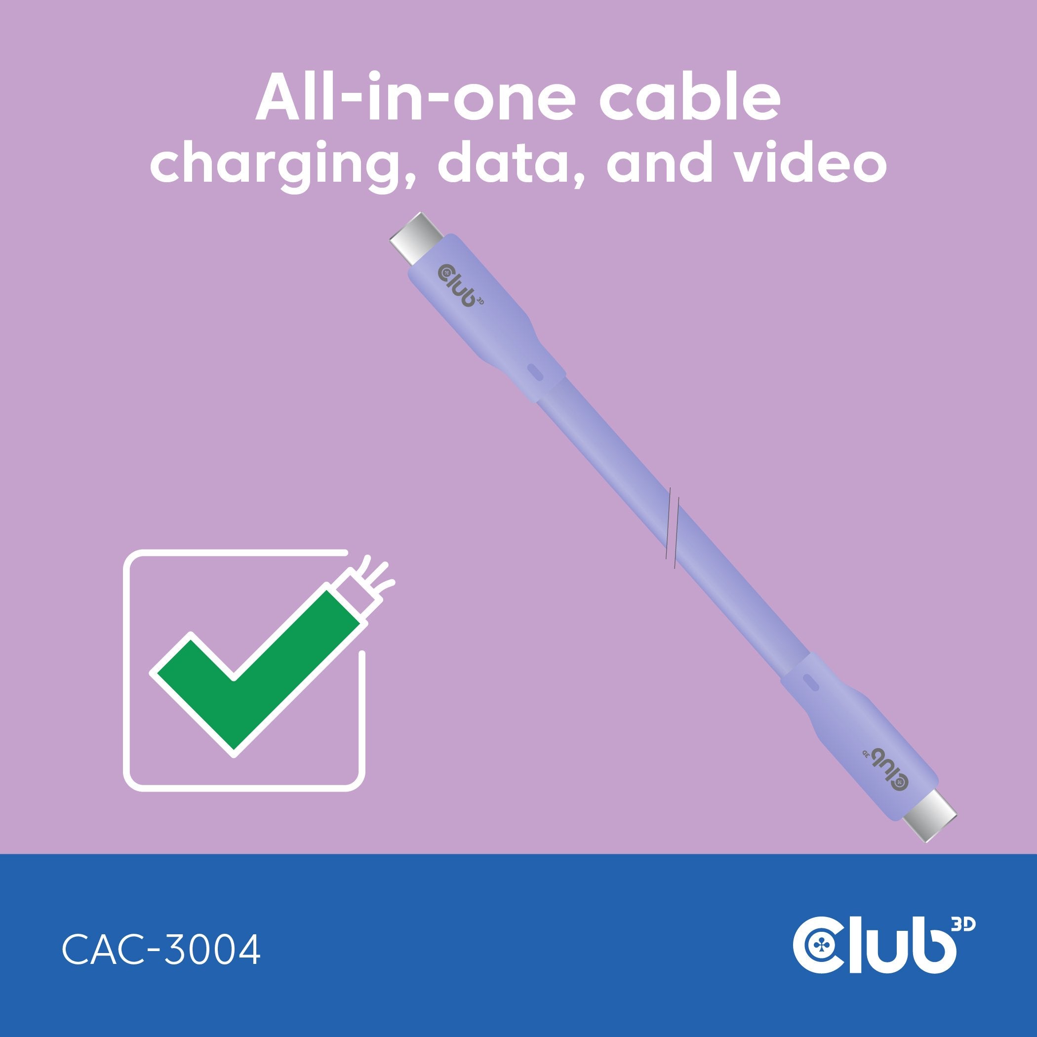 Club3d Lifemyle Usb-C Cable Pd 240w,20gbps 2m Lila M M Retail