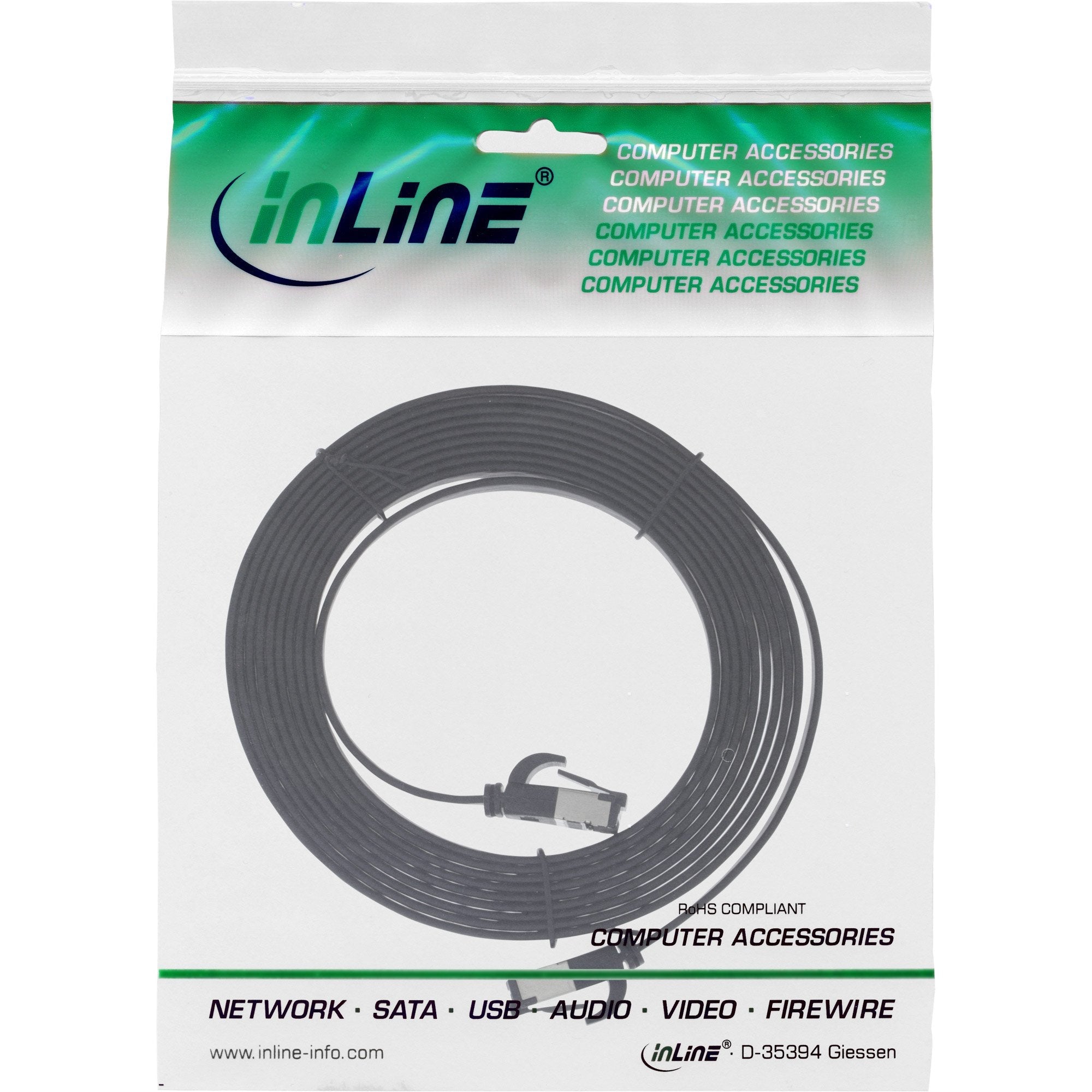 Cable De Red Plano Inline, U/Ftp, Cat.8.1, Tpe Libre De Halógenos, Negro, 2m