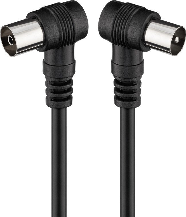 Cable Antena Tv Goobay 1.5m Acodado Negro  Coaxial / Macho-Hembra / Acodado En Ambos Extremos 11525