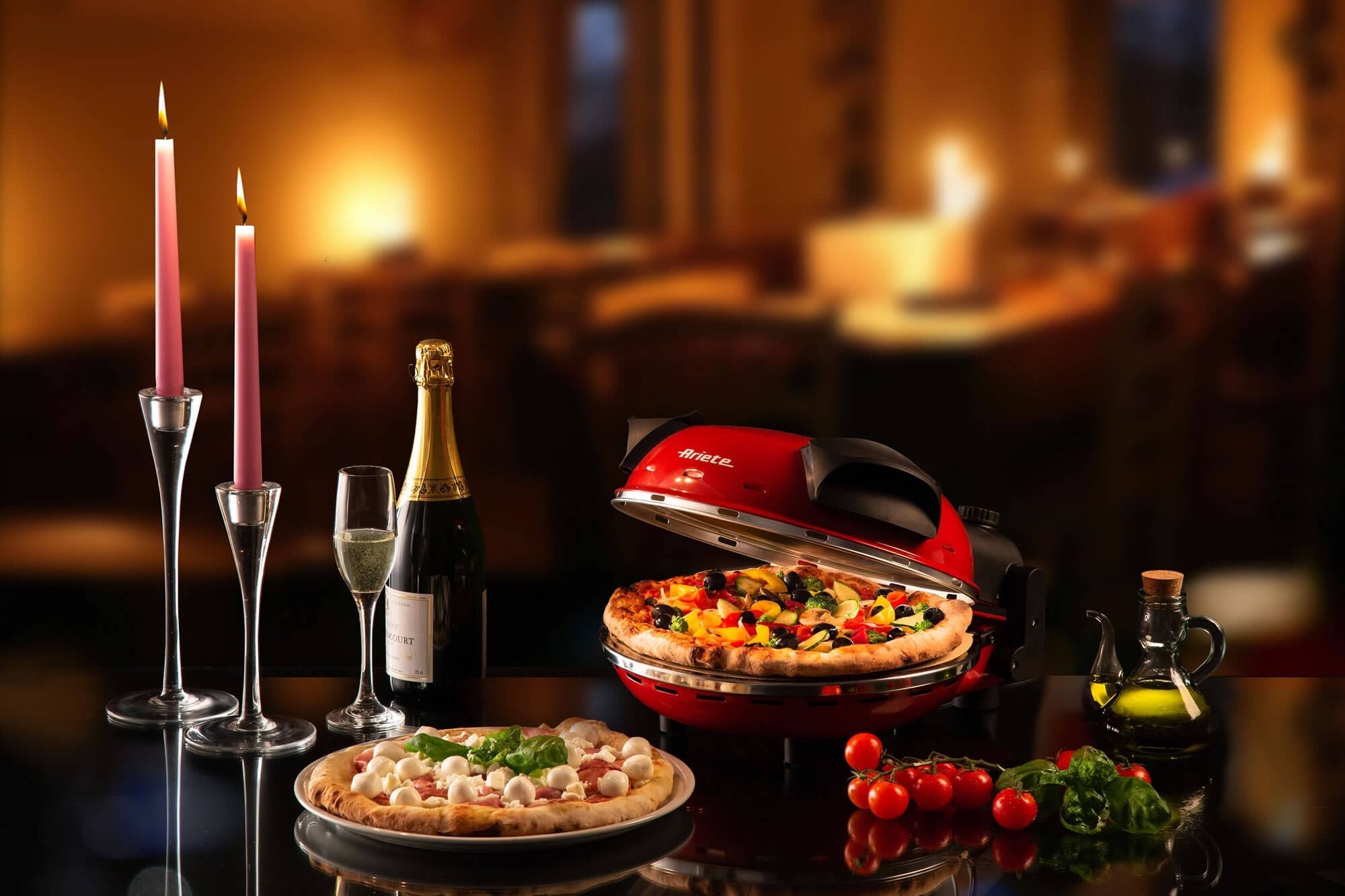 Mini Horno Para Pizza Ariete 909 1200w Ø33cm 5 Niveles Temperatura Regulador Hasta 400º Piedra Refractaria Alta Calidad