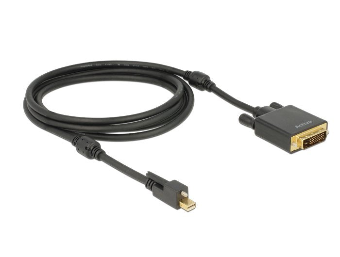 Delock Cable Mini Displayport 1.2 Macho Con Tornillo  Dvi Macho 4k Activo Negro 2 M