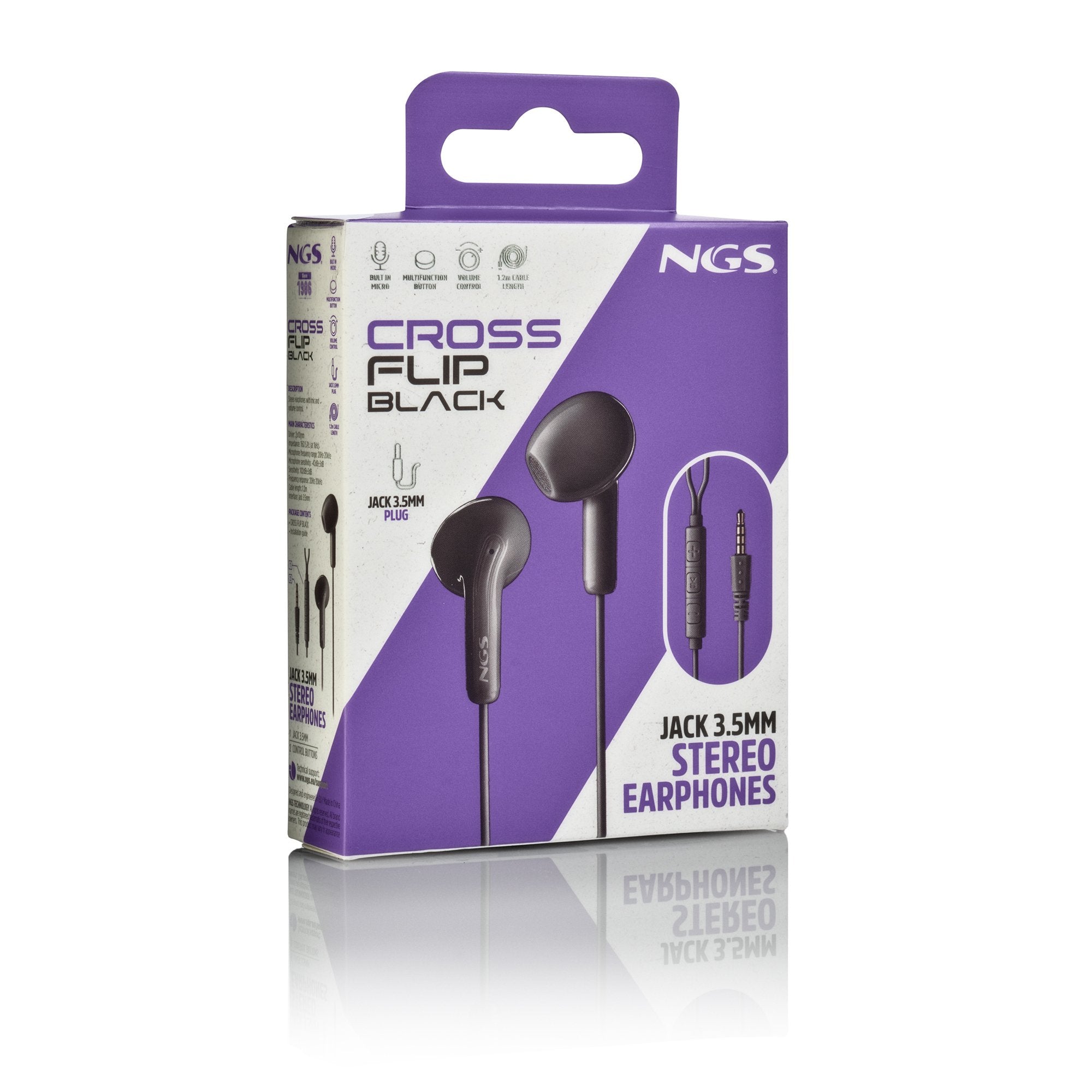 EAN 8435430627077 - NGS CROSS FLIP Auriculares Alámbrico Dentro de oído Llamadas/Música Negro imagen 6