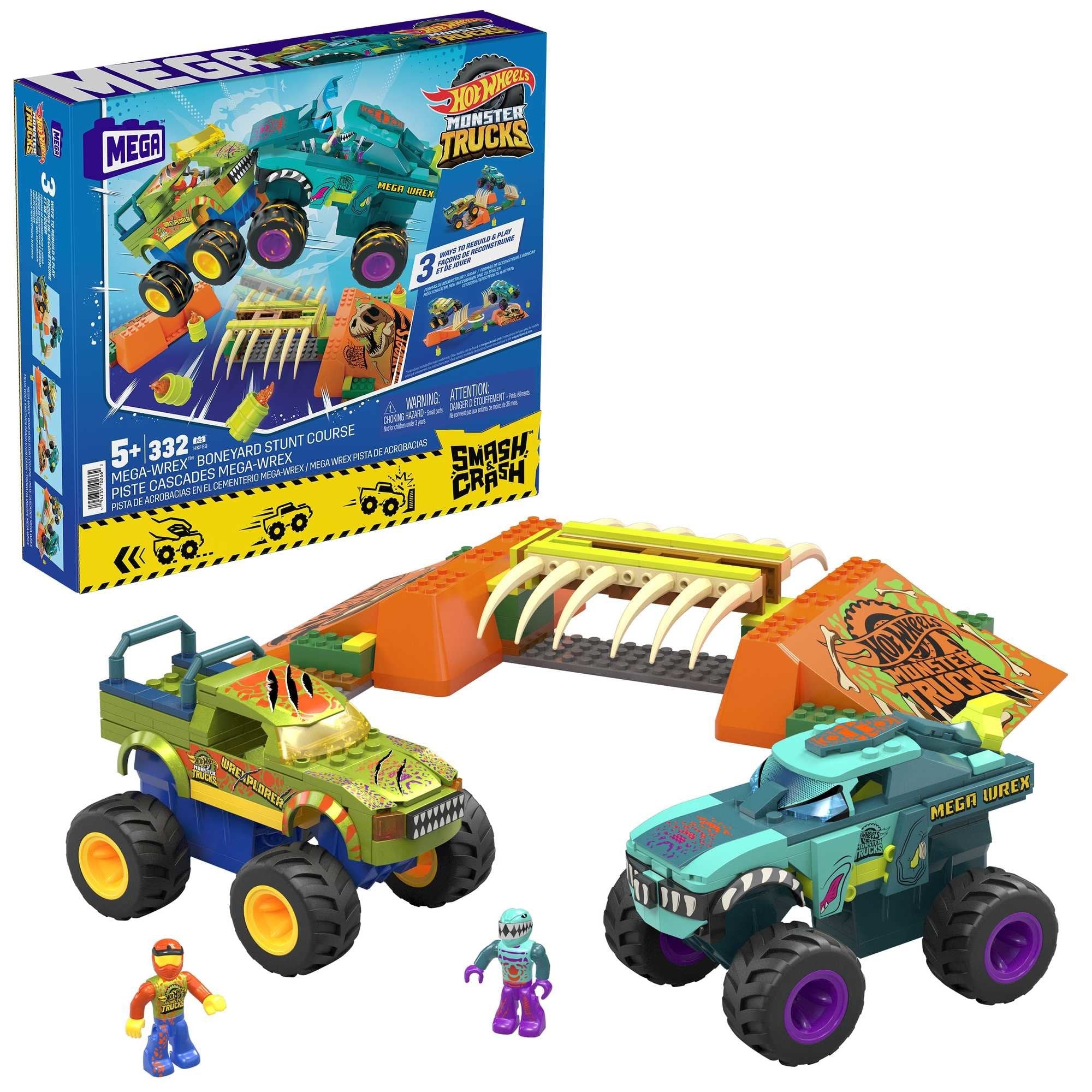 Mattel Mega Hot Wheels Monster Trucks Mega-Wrex Knochen Crash Stuntbahn Hkf89