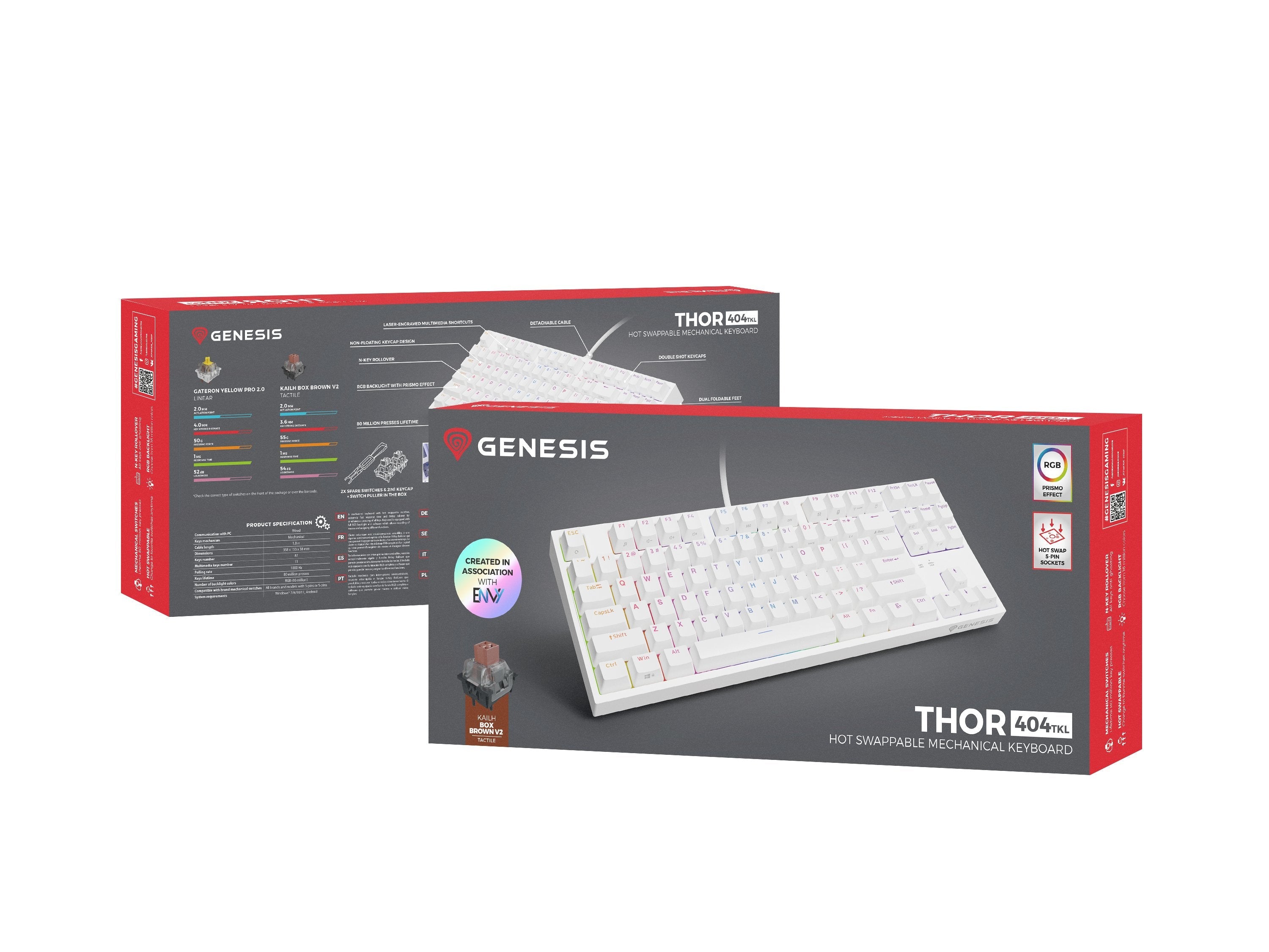 Genesis Thor 404 Tkl Biala Rgb Kailh Box Brown V2