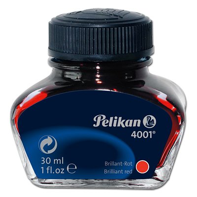 Tinta Pelikan 4001 78 Rojo Brillante Recambio De Bolígrafo 30ml