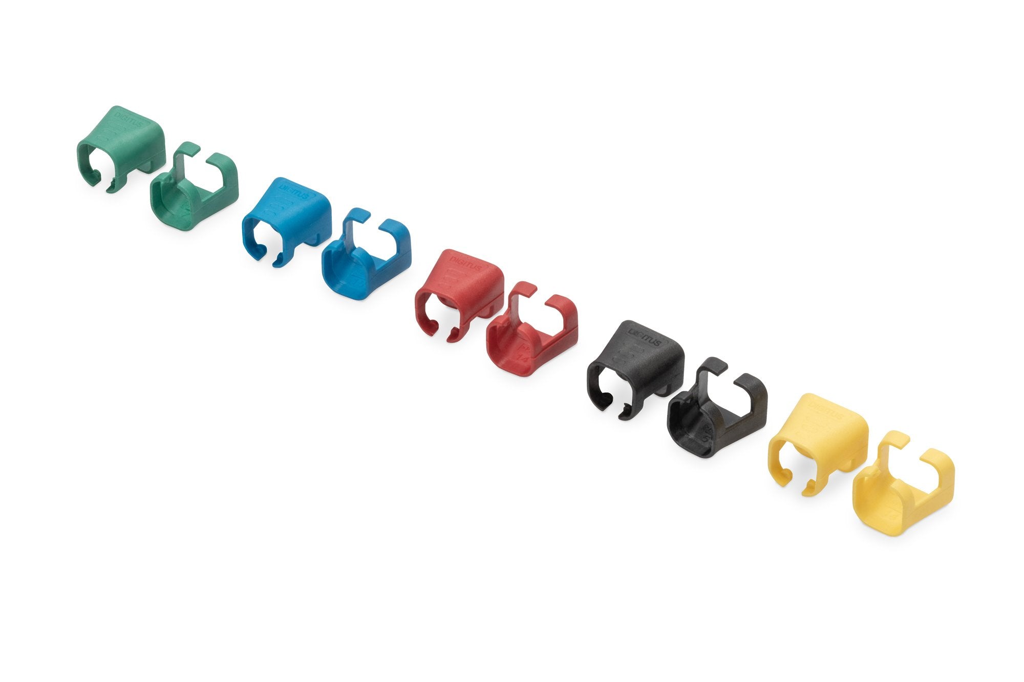 Digitus Clips Para Cable Rj 45 Color Rojo Verde Azul Amarillo Negro, 20 Uds De Cada Color .