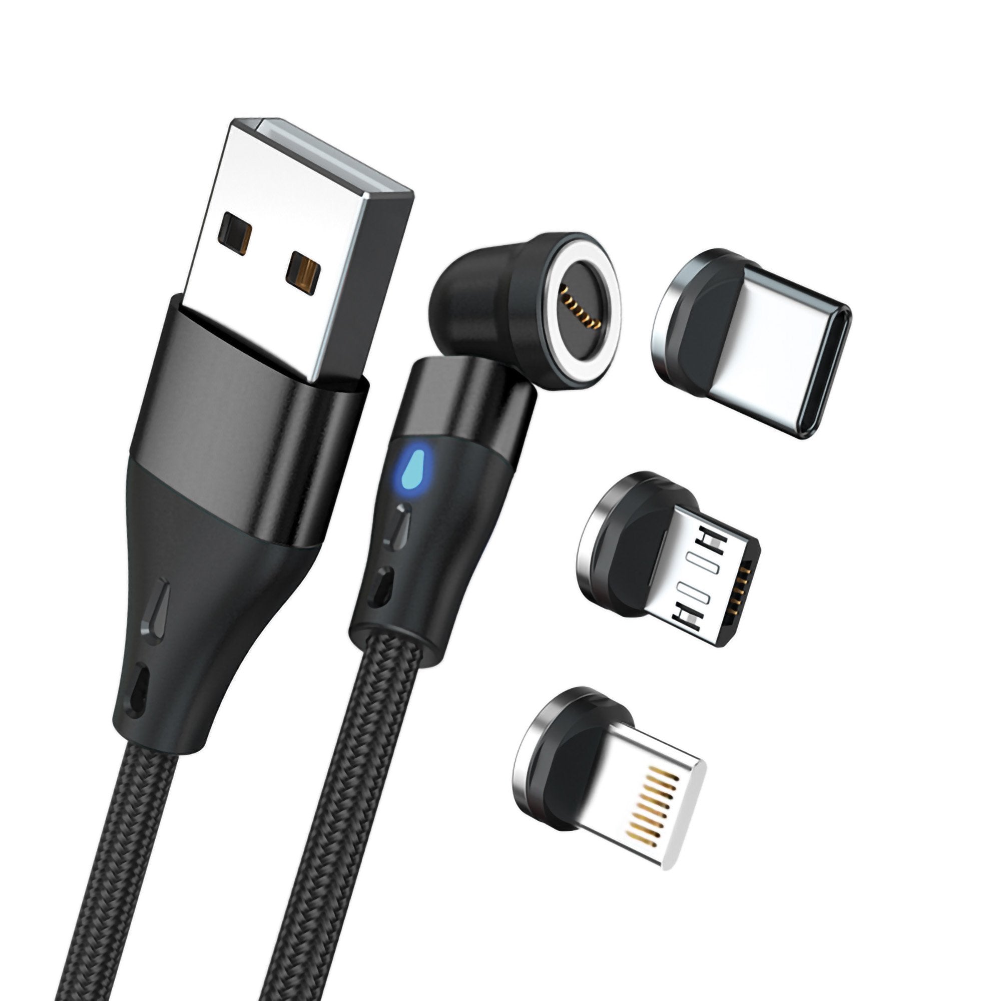 Realpower Magnetic Cable 3 Amp,2m,Negro Con Adaptadorn