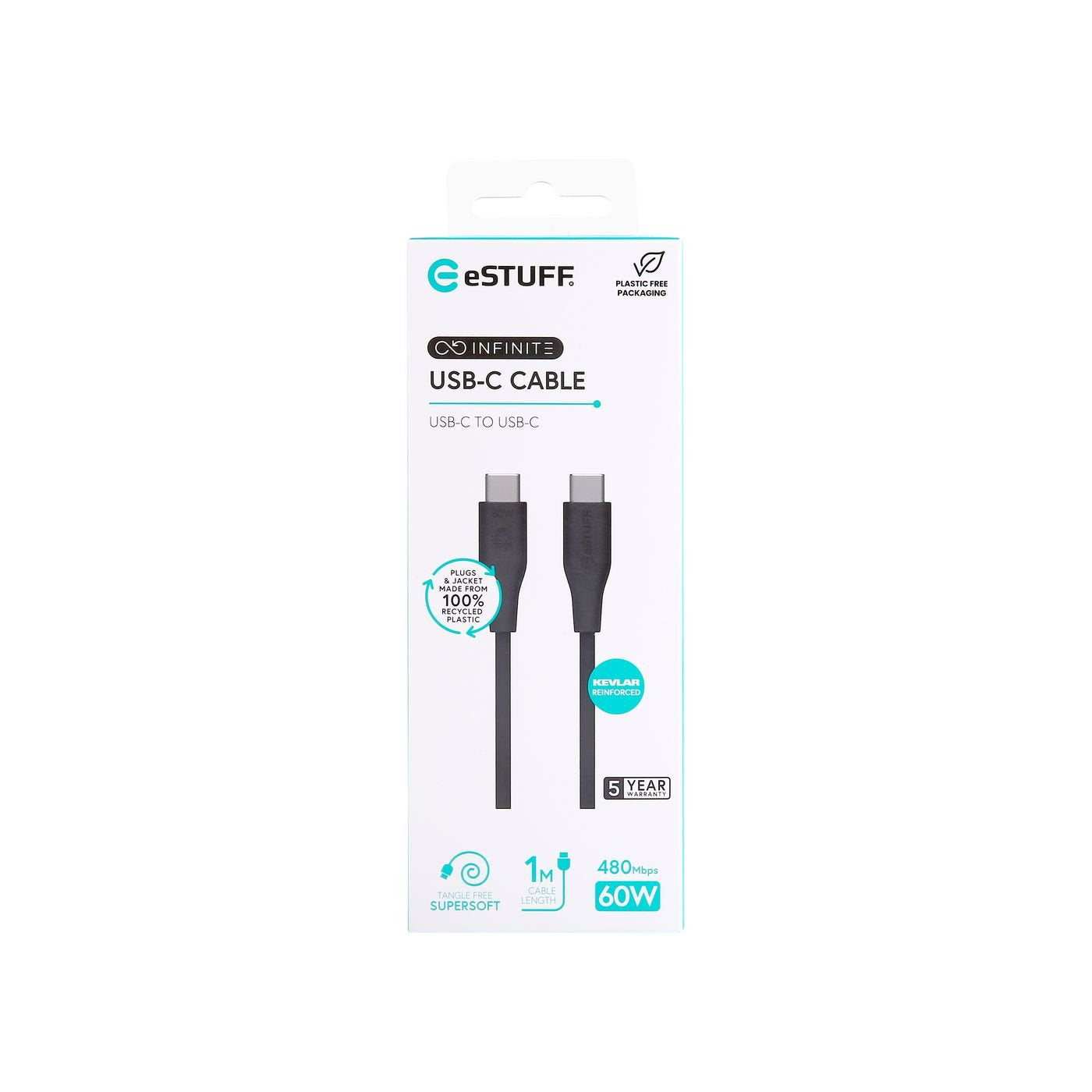 EAN 5715328134669 - eSTUFF ES604180 cable USB USB 2.0 1 m USB C 60 W Negro imagen 2