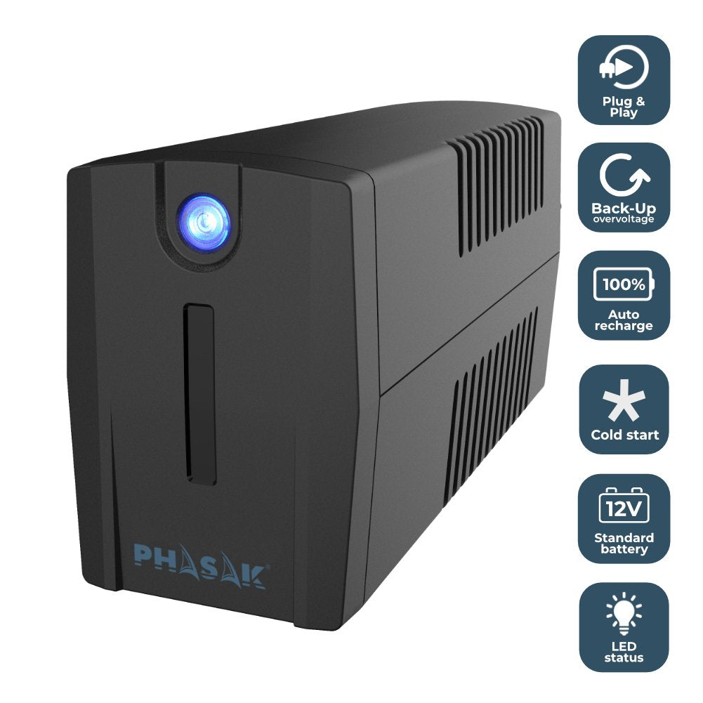 EAN 5605922004430 - Phasak PH 7210 sistema de alimentación ininterrumpida (UPS) Línea interactiva 1,06 kVA 600 W 2 salidas AC imagen 2