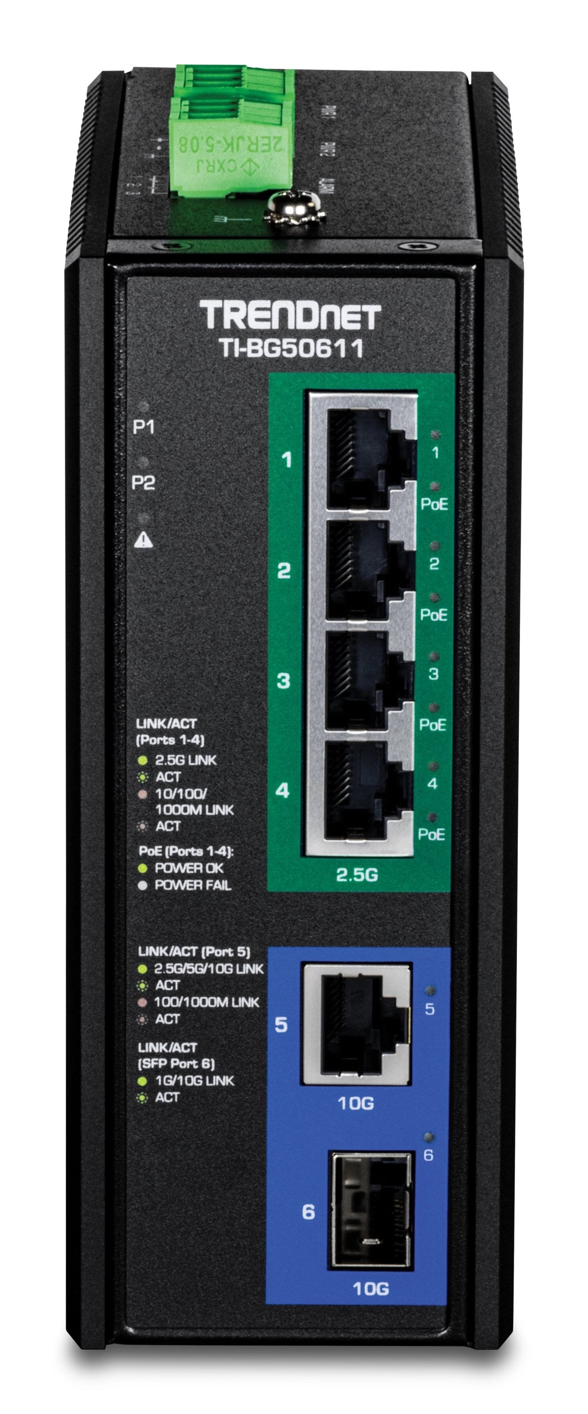 Trendnet Industrial Switch 6-Port 2.5g Poe++ 1sfp+ Din-Rail