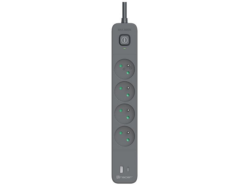 Tracer Power Line+ 1,5 M 4 Gniazd Usb Pd18w Grafitowy