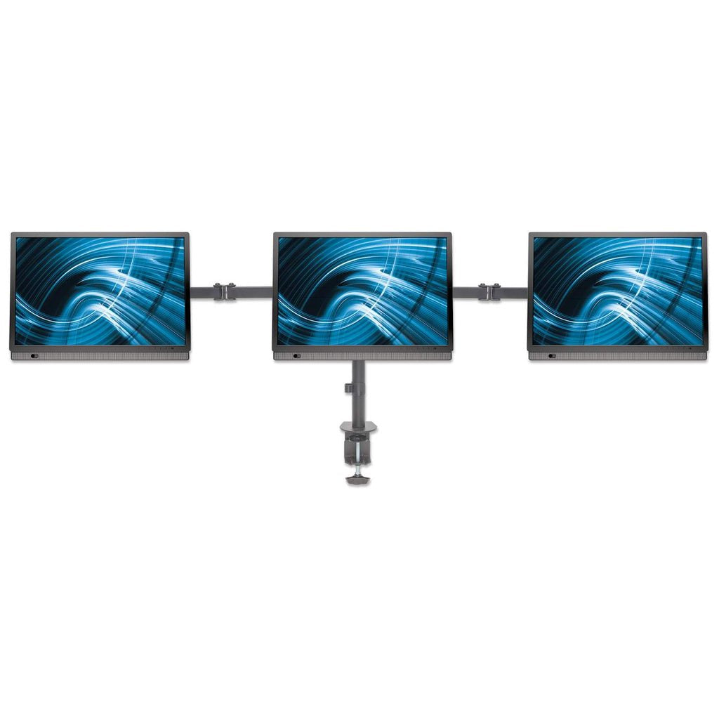 Soporte Manhattan   Para Monitor, De Escritorio, Movimiento Articulado, 3 Pantallas Planas De 13" A 27" Máximo 7 Kg Cada Una