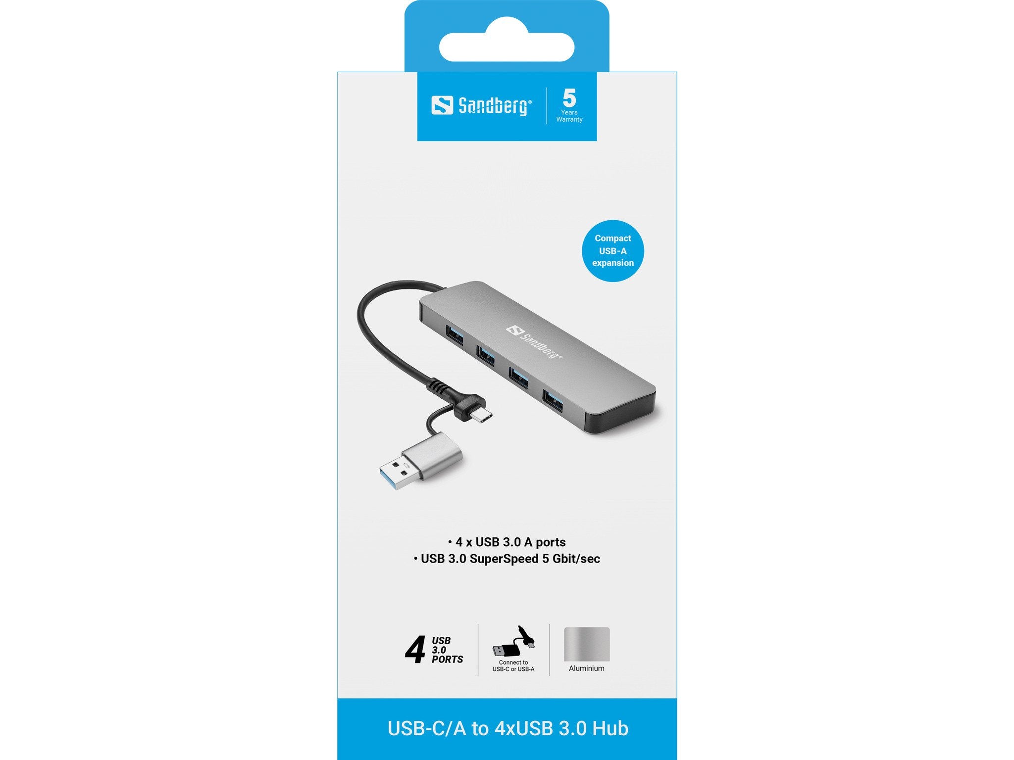EAN 5705730136634 - Sandberg USB-C/A to 4xUSB 3.0 Hub imagen 3