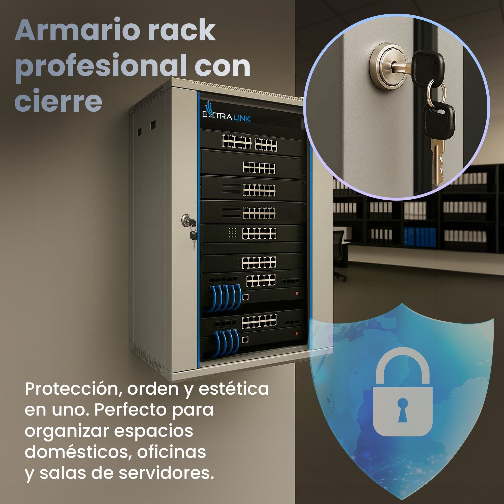 Extralink Armario Rackmount 18u 600x600 Gris Montaje En La Pared