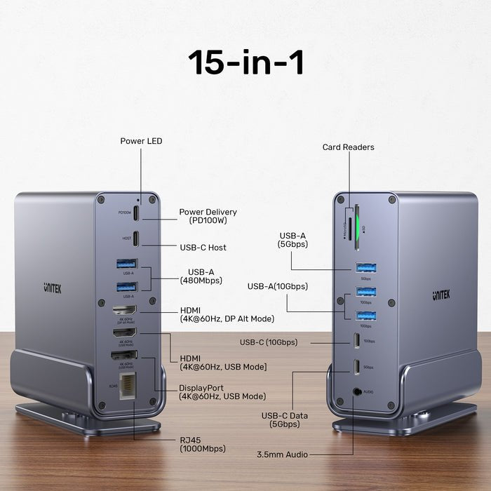 Unitek D1135agy01 Universal Dock Station Displaylink 4k X3