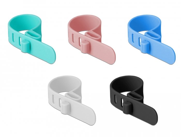 Delock 18829 Sujetacables De Silicona Reutilizables 10 Piezas Colores Surtidos