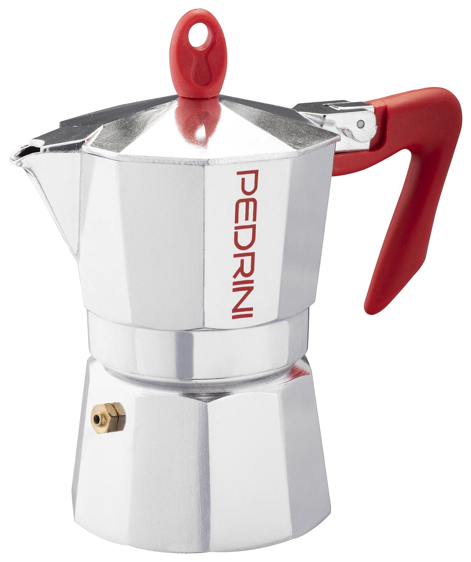 Pedrini Coffee Maker Polished Aluminum 3 Cups Silver Rojo (9083-0) (90830)