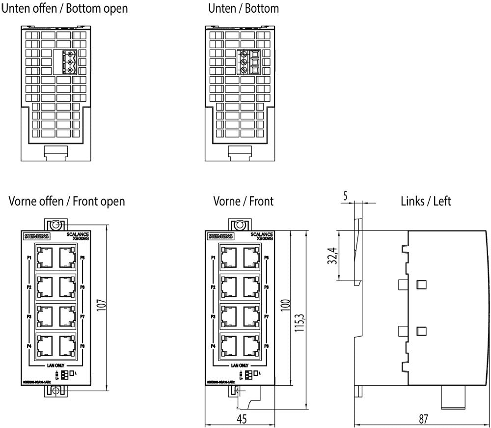 Siemens Scalance Xb008g - Switch - 8 X 10/100/1000