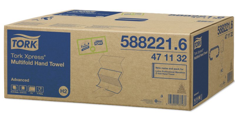 Toallas De Papel Tork 471132 Xpress® H2 Advanced, Plegado En Z (Interplegadas), 2 Capas, Color Blanco, 3800 Toallas.
