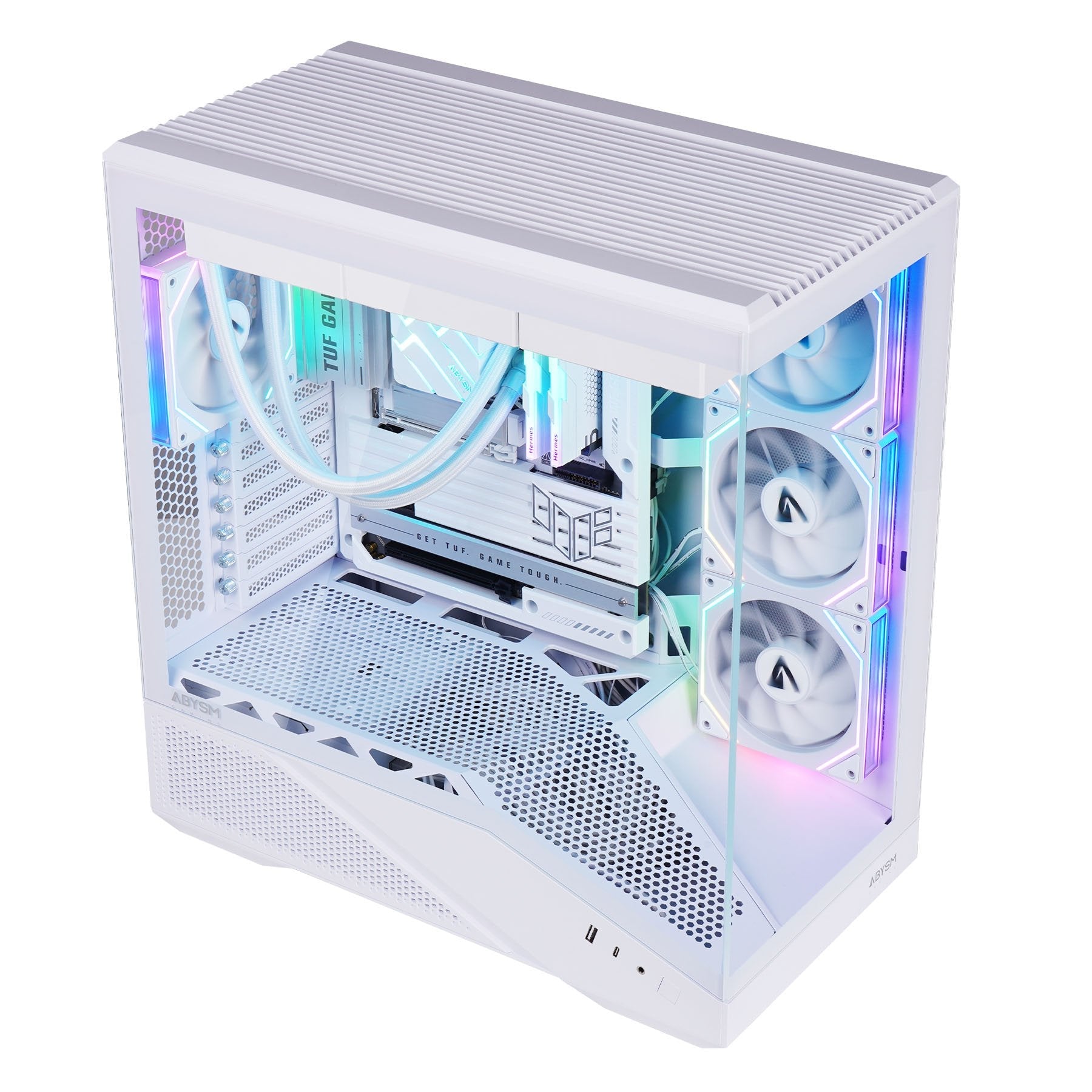 Caja Atx Semitorre Abysm Arian Frame A400 White 1x3.5" 1x2.5" Usb-C Gpu Max 420mm