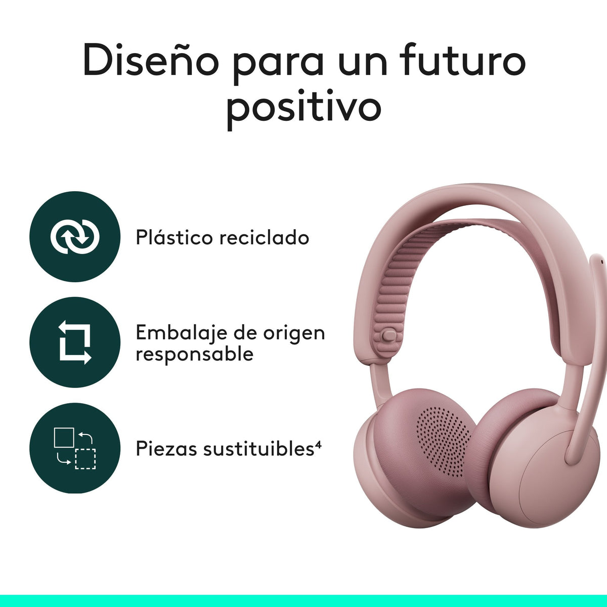 Auriculares Logitech Zone Wireless 2 Inalámbricos Bluetooth Con Cancelación De Ruido Rosa