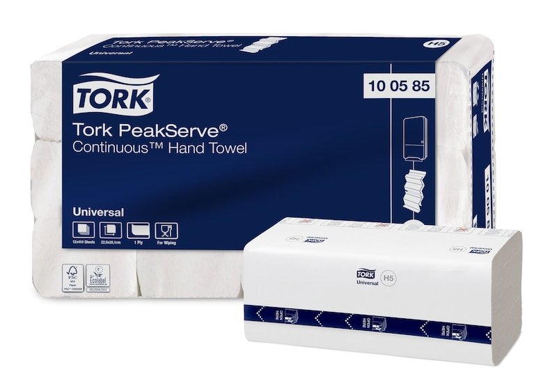 Tork Papierhandtcher Peakserve Endlos H5 Interfold-Falzung 1-Lagig 4.920 Tcher (100585)