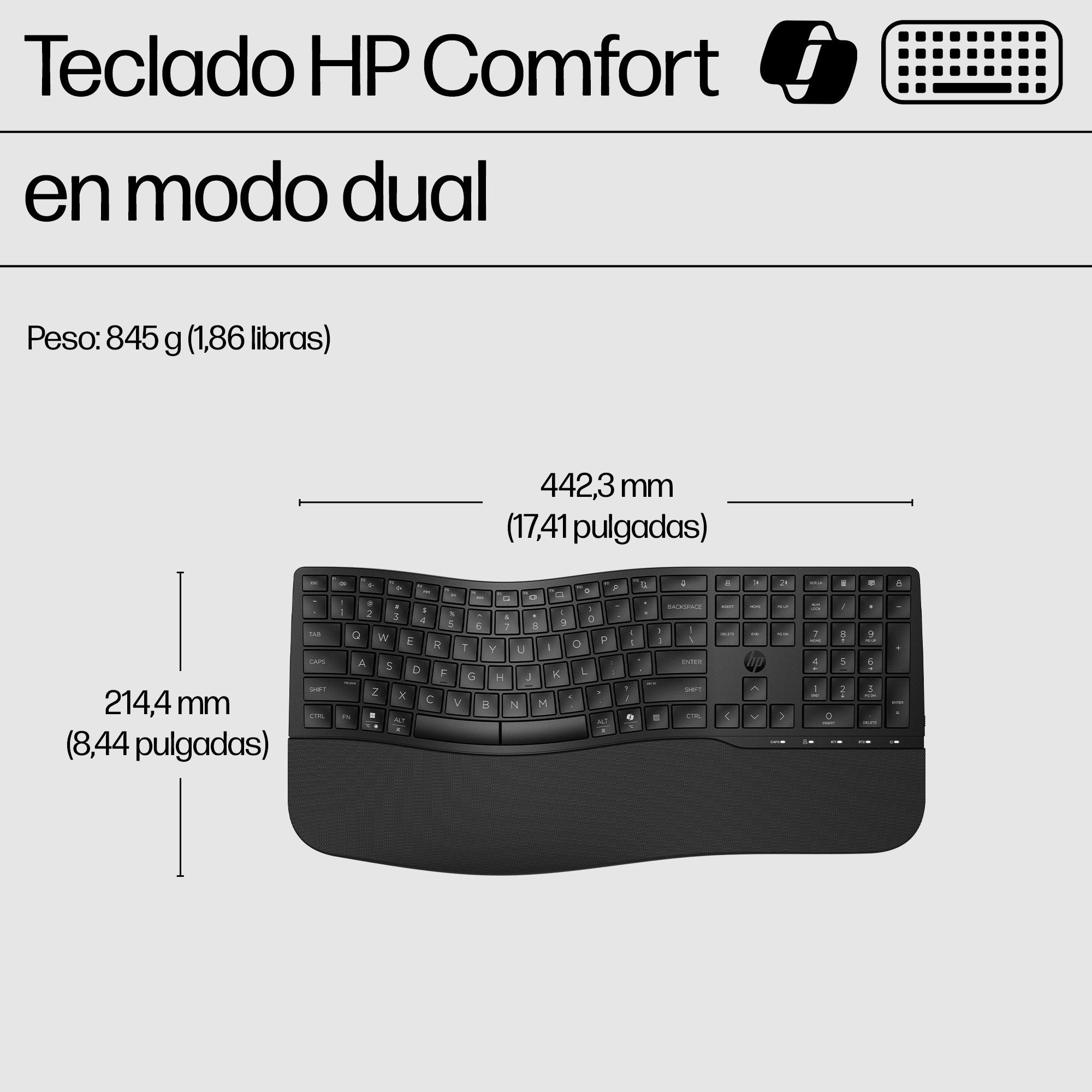 EAN 197498231747 - HP 680 Comfort Dual-Mode Keyboard teclado Hogar RF Wireless + Bluetooth Negro imagen 3