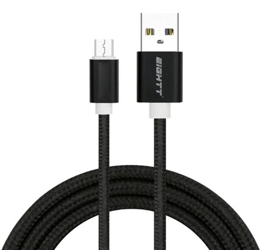 Eightt Cable Usb A Micro-Usb 2 Metros Trenzado Nylon Negro