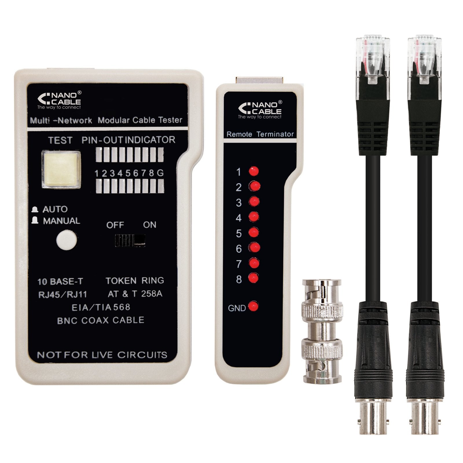 Nanocable Testeador Para Cable Rj11/Rj12/Rj45, Coaxial