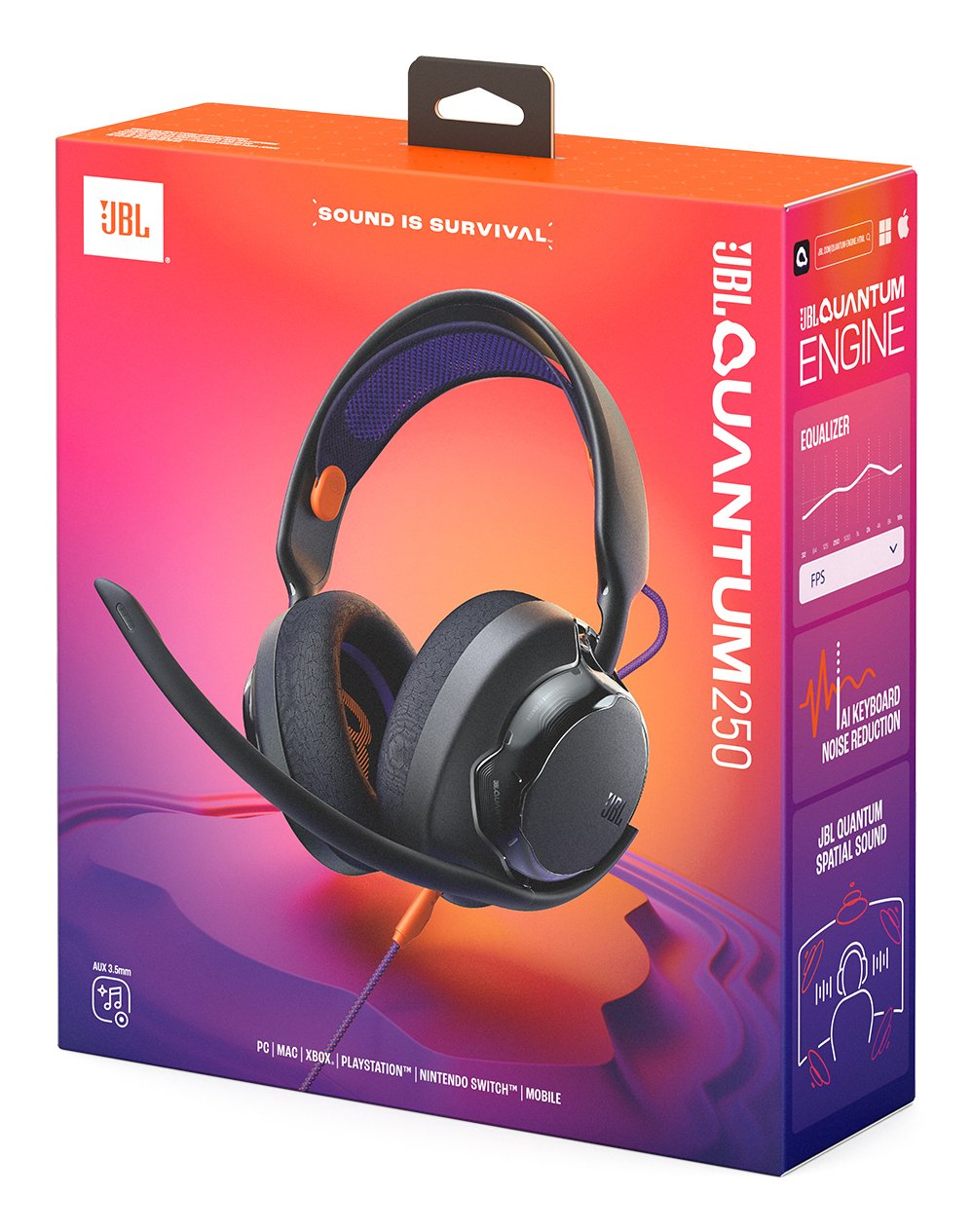 Jbl Quantum 250 Headphone Wired Gaming Headset With Microphone, Black Eu