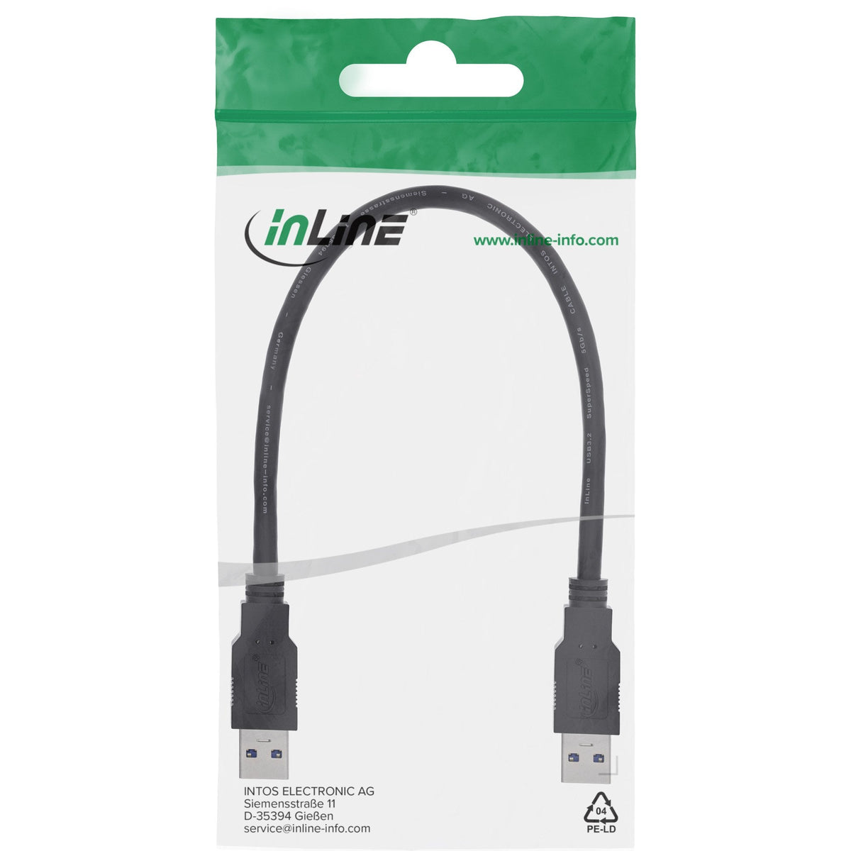 Inline Usb 3.0 Cable Tipo A Macho A A Macho Negro 0,5m