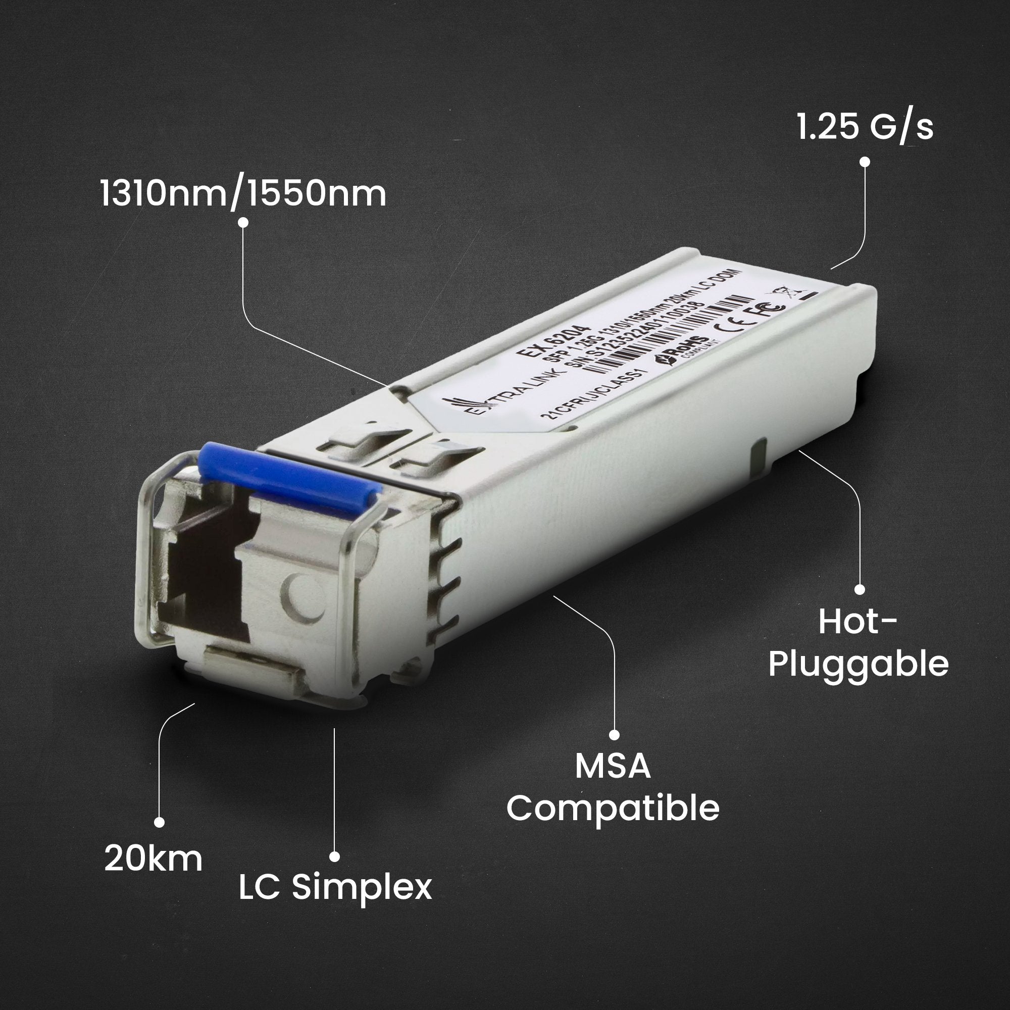 EAN 5902560366204 - Extralink EX.6204 red modulo transceptor Fibra óptica 1250 Mbit/s imagen 10