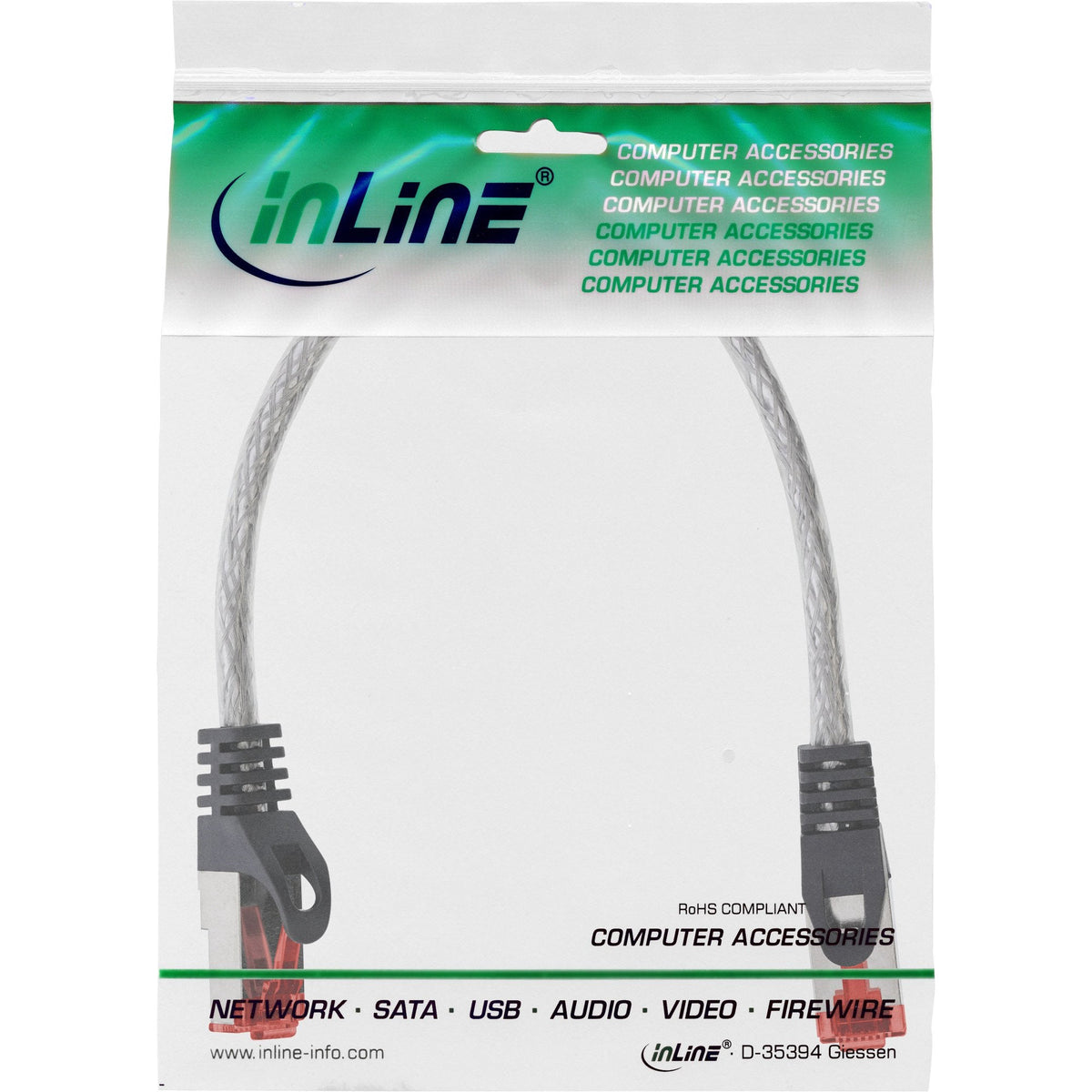 Cable De Red Inline S/Ftp Pimf Cat.6 250mhz Pvc Cobre Transparente 0.25m