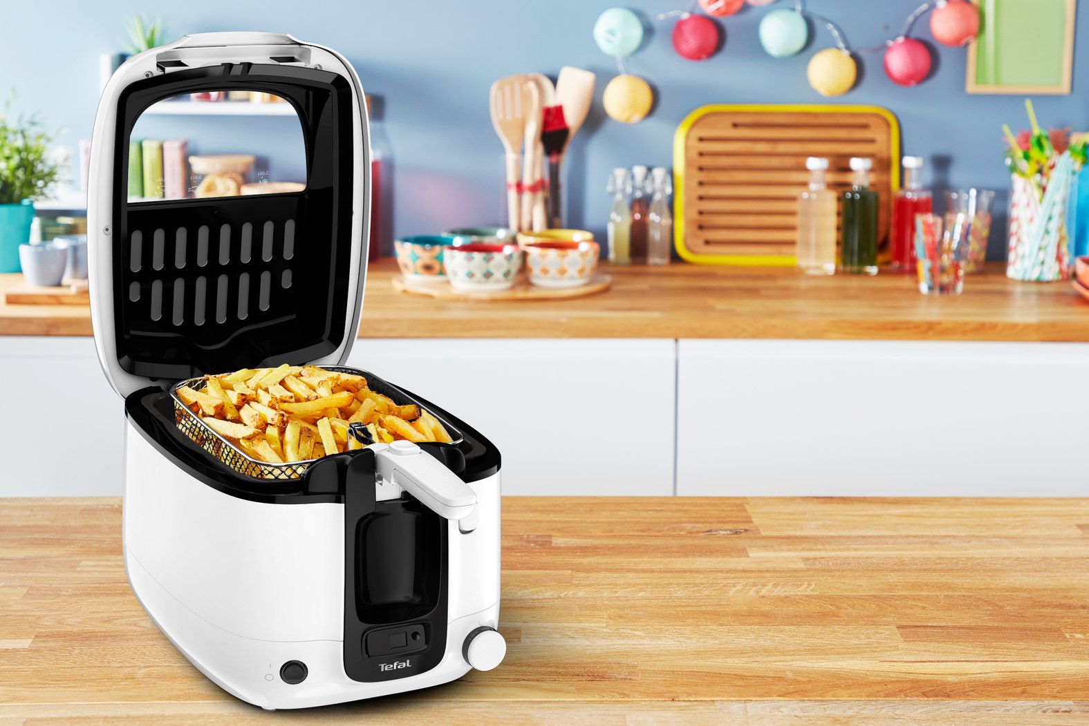 Freidora Tefal Super Uno Fr3140,  Blanco/Negro, Con Temporizador Fr3140
