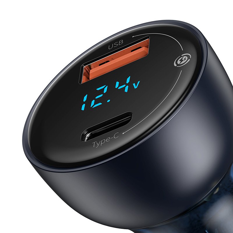 Baseus Car Charger Set Particular Digital Display Pps Qc U+C (60w C+C Cable 1m) 45w Black Tzcckx-0g