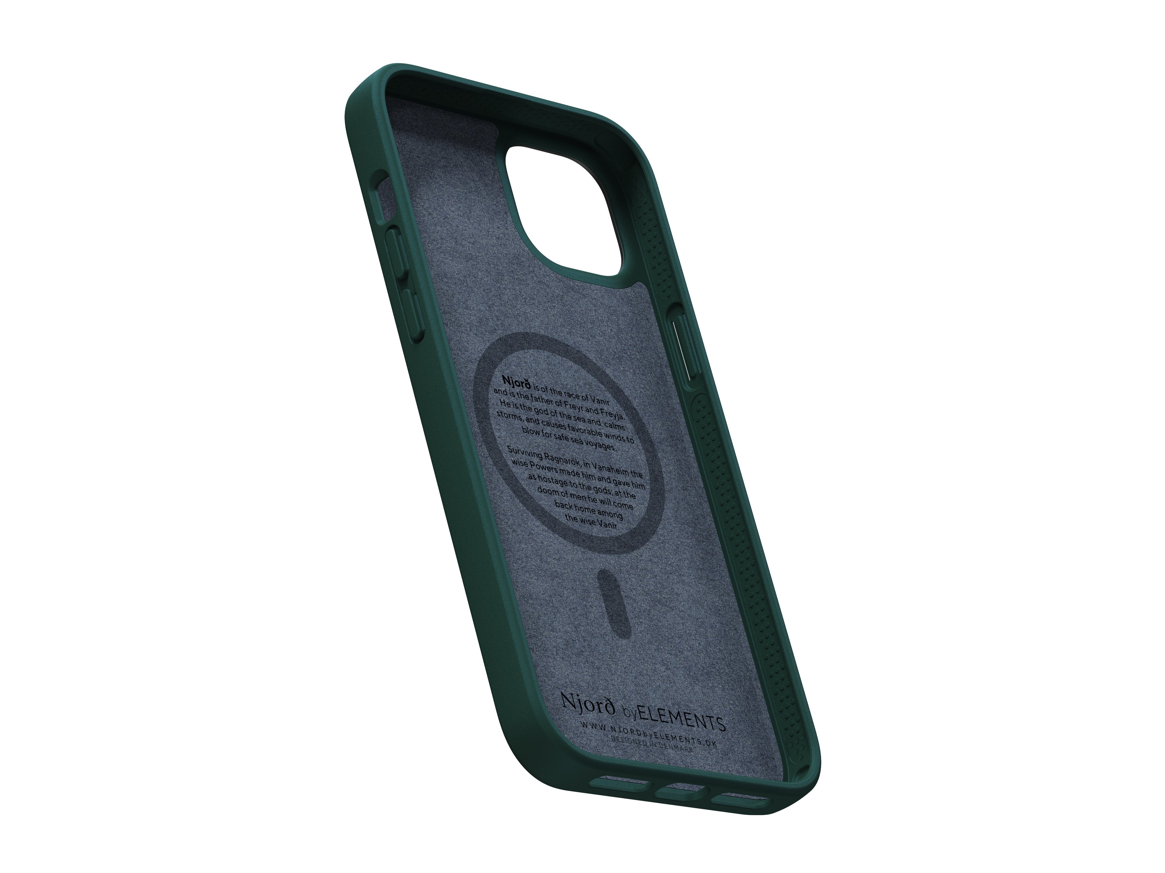 Funda Magsafe Iphone 12/13/14 Plus Piel De Salmon Verde Oscuro Njord