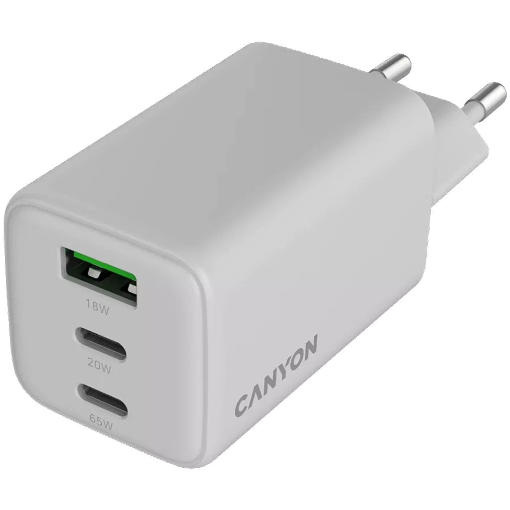 Canyon Cargador Cu65acc Gan 65w 2xpd Usb-C 1xqc Usb-A Blanco