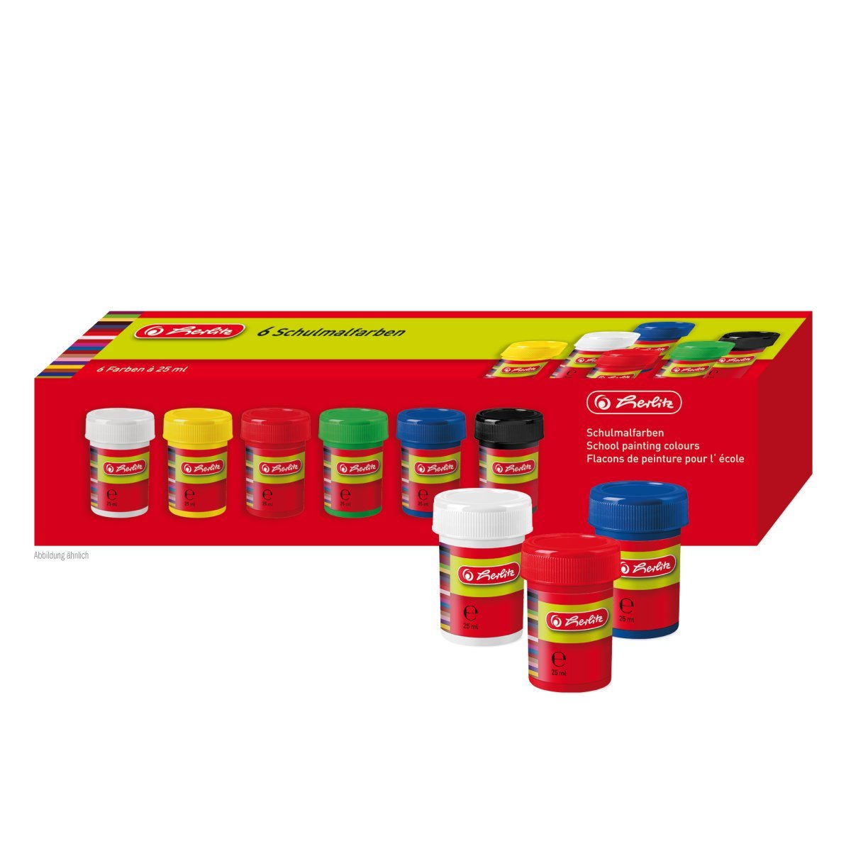 Herlitz 8643025 Pintura A Base De Agua Negro, Azul, Verde, Rojo, Blanco, Amarillo 25 Ml Jarra 6 Pieza(S)