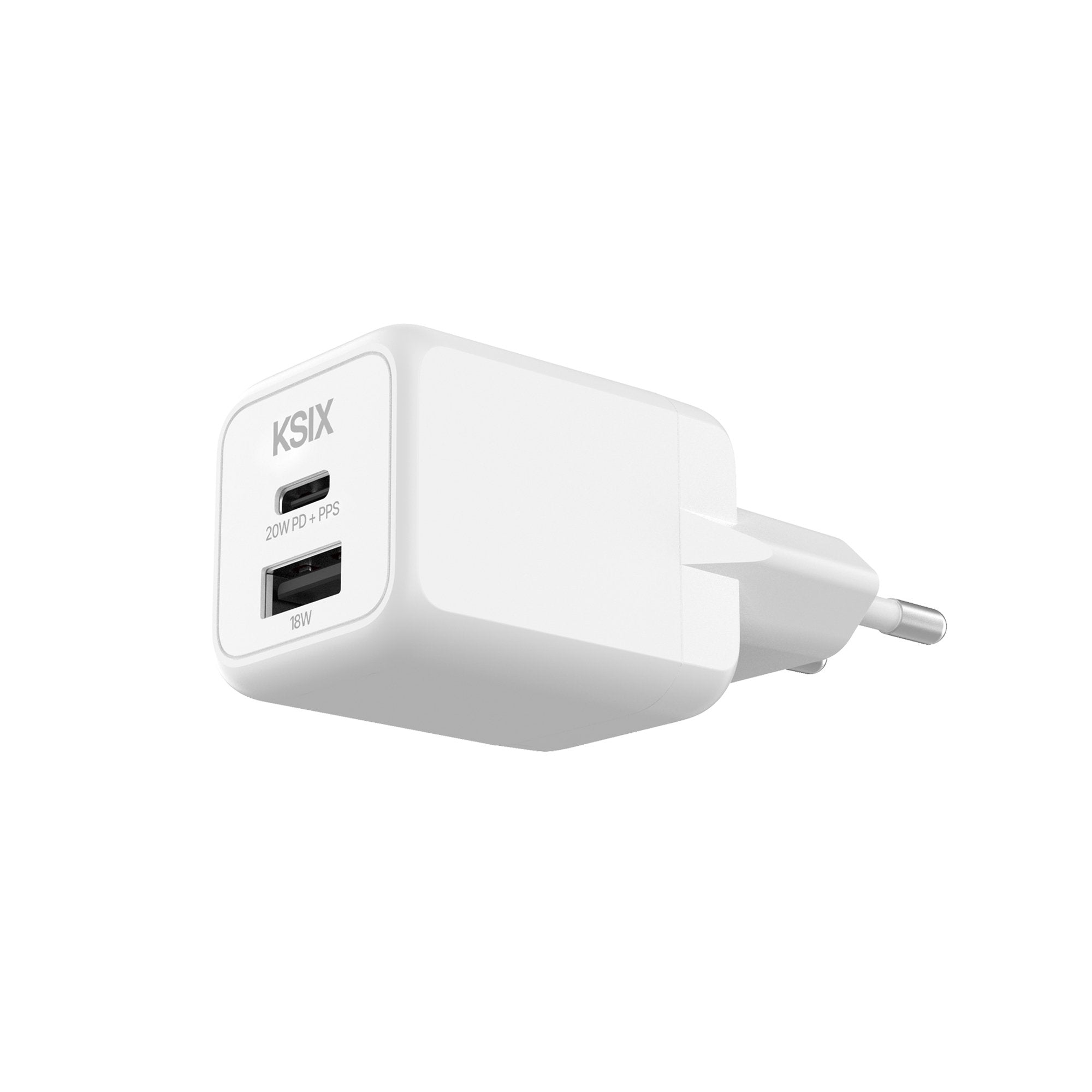 Ksix  Bcd20ganacb Blanco Cargador De Red Eléctrica 1 X Usb-C + 1 X Usb-A 20w