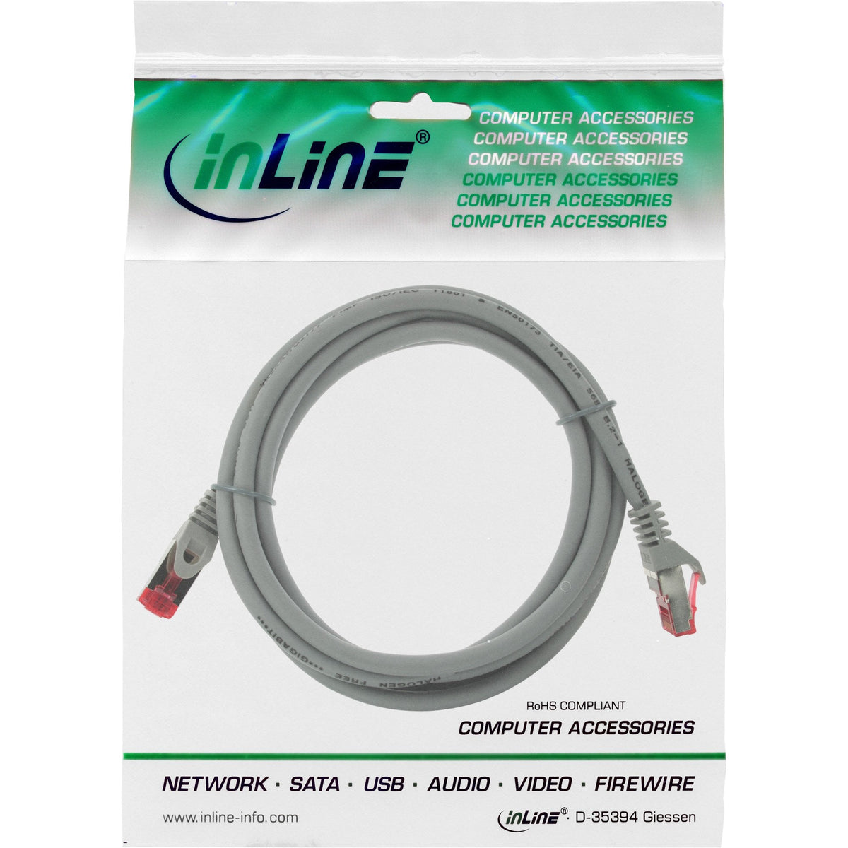 Cable De Red Inline S/Ftp Pimf Cat.6 250mhz Cobre Libre De Halógenos Gris 2m
