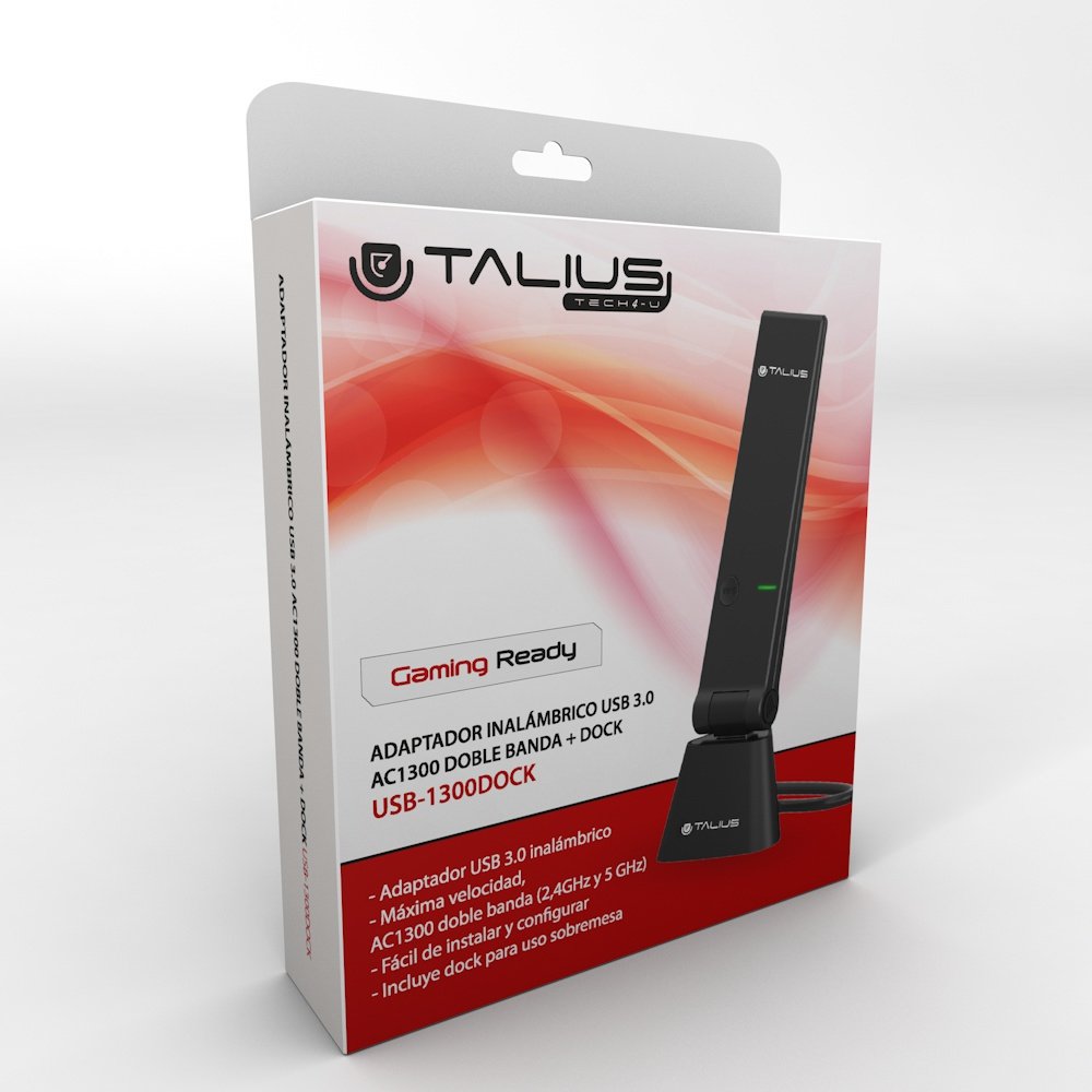Talius Tarjeta De Red Usb 3.0 Wireless 1300mbps Dual Band Dock Usb Incluido Negro