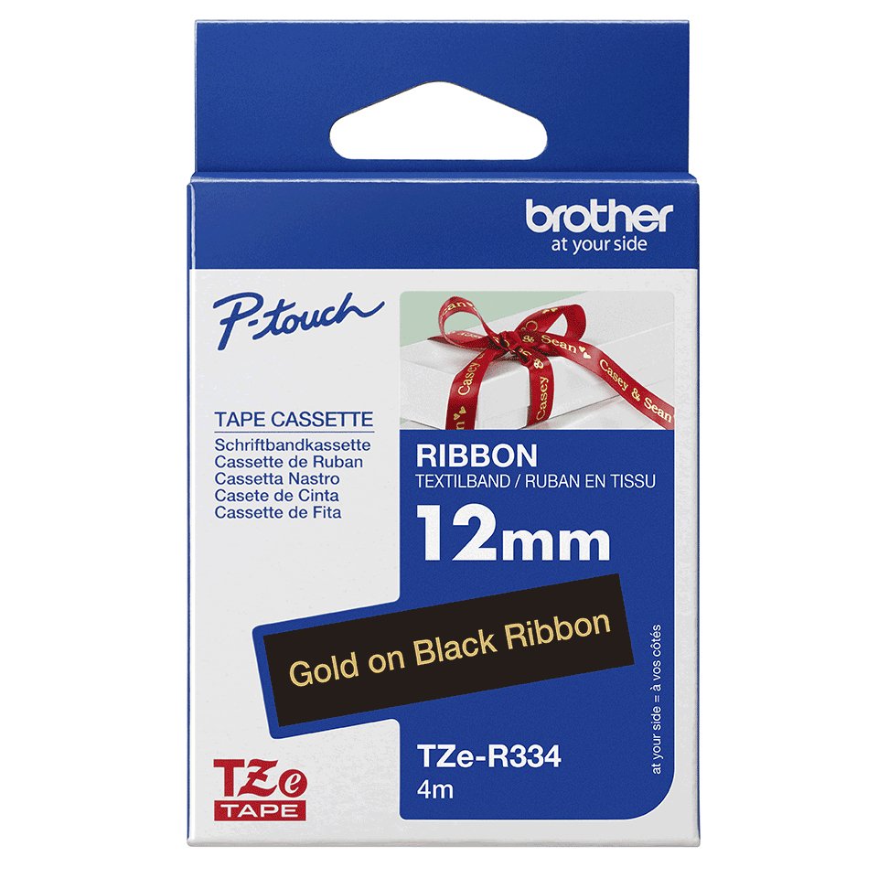 EAN 4977766802345 - Brother TZE-R334 cinta para impresora de etiquetas Oro sobre negro imagen 2