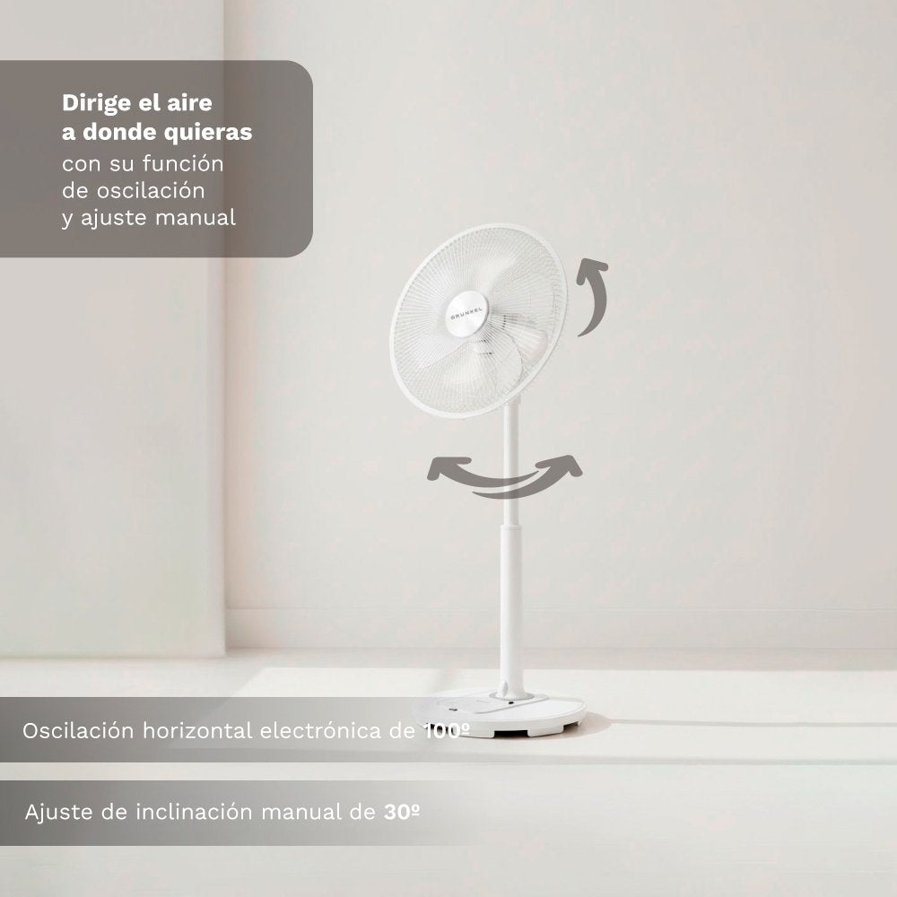 Ventilador De Pie Grunkel Fs-14t 25w 7 Aspas 35cm 12 Velocidades